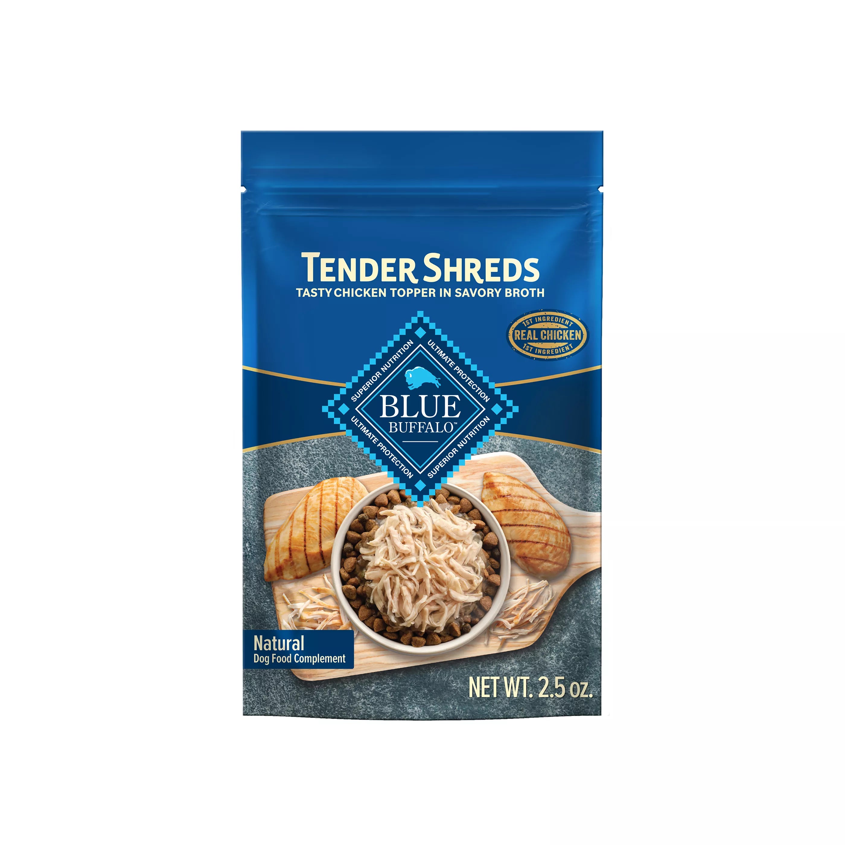 Blue Buffalo Tender Shreds Chicken Dog Food Topper - 2.5 Oz - Case of 12 - 2 Pack Default Title