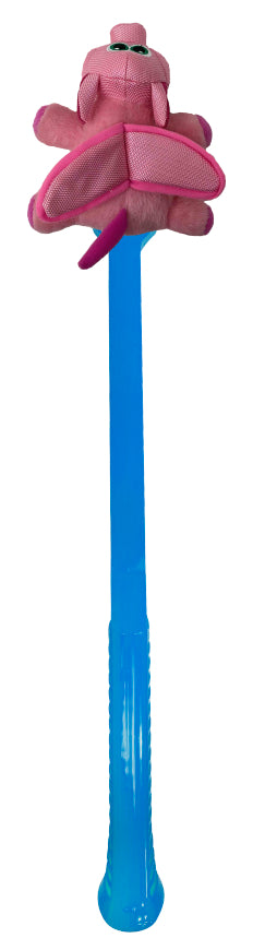 Flingerz Funki-Pig Fling and Fetch Launcher with Nylon Squeaking Pig Dog Toy    