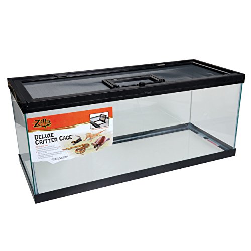 Zilla Critter Cage Breeder Glass Terrarium with Enclosures - Black 30 Gallon - L:36 X W:18 X H:12 In