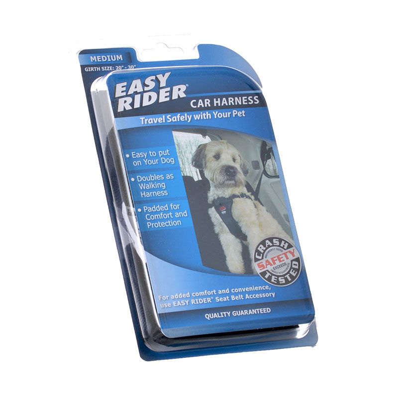 Coastal Easy Rider Adjustable Nylon Padded Car Cat and Dog Harness - Black Medium - 20-30 Inch