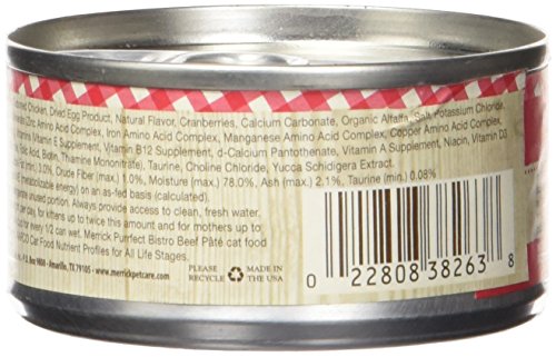Merrick Grain-Free Purrfect Bistro Beef Pate Recipe Canned Cat Food - 3 Oz - Case of 24