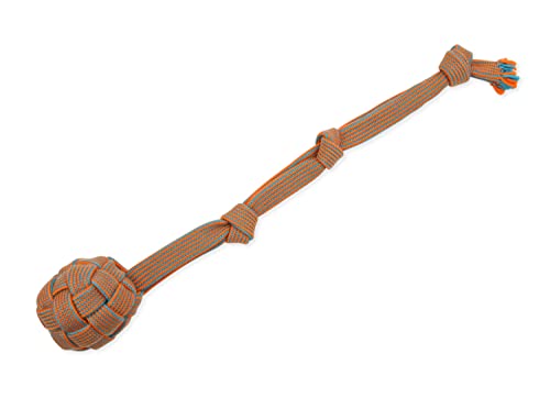 Mammoth Pet Products Extra Floss Webbing Ball and Rope Tug Dog Toy - Large - 3.75 Inch 