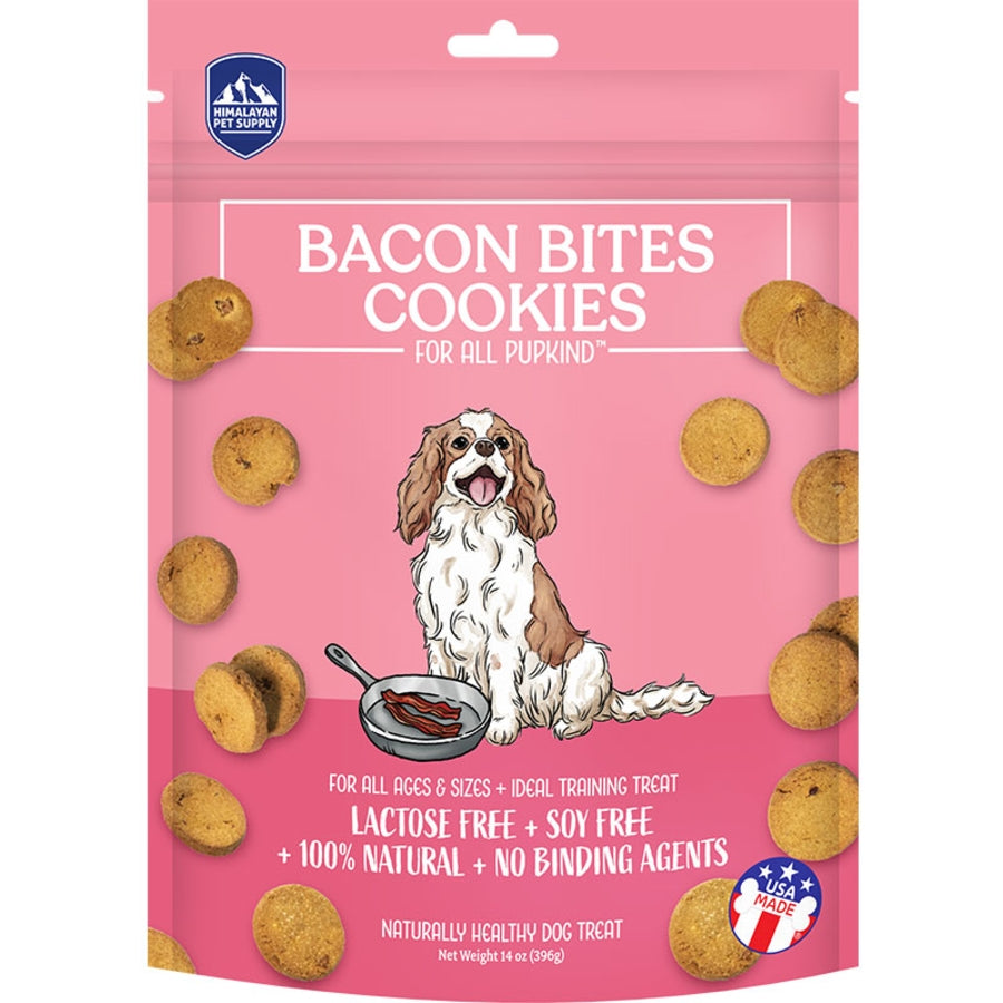 Himalayan Dog Chew Cookies Bacon Flavored Bits Baked Crunchy Dog Treats -  14 Oz