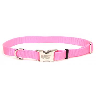 Coastal Adjustable Titan Metal Buckle Nylon Dog Collar - Blue - Small - L:10-14 X W:5/8 Inch