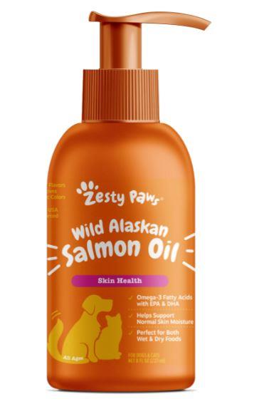 Zesty Paws Omega-3 Skin and Coat Wild Alaskan Salmon Oil Cat and Dog Liquid Supplement - 8 Oz  