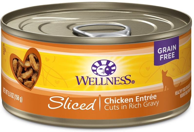 Wellness Grain-Free Sliced Chicken in Gravy Entrée Canned Cat Food - 5.5 Oz - Case of 24  