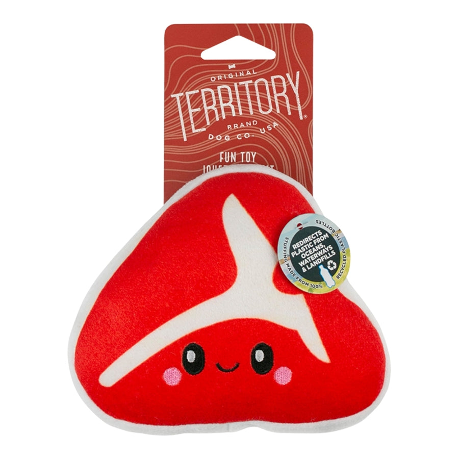 Territory Steak Squeak and Plush Dog Toy - 5.5 Inches