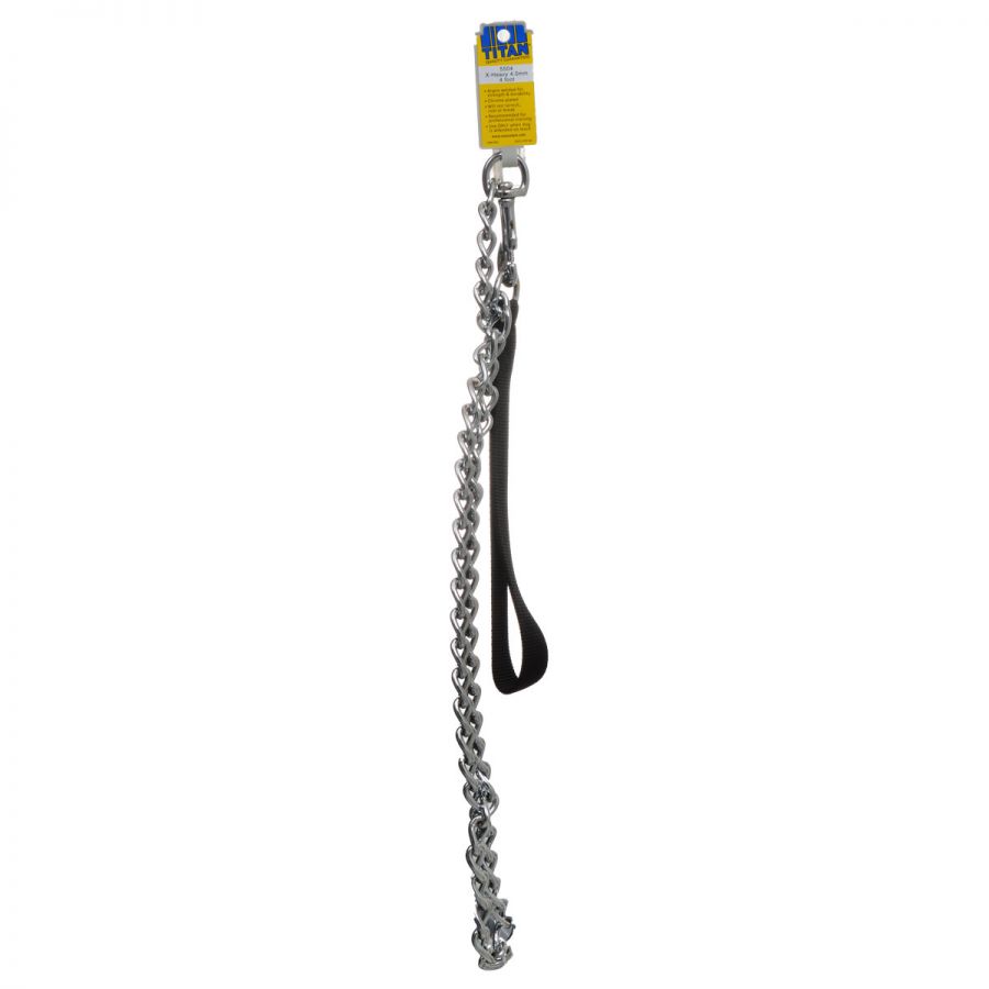 Coastal Extra-Heavy Lead Nylon and Chain Dog Leash - Black -  48 Inch X 4 MM 