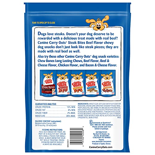 Canine Carry Outs Beef Steak Bites Soft and Chewy Dog Treats -  22.5 Oz - 4 Pack