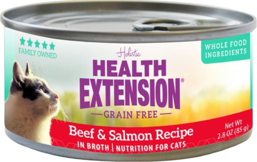 Health Extension Grain-Free Beef and Salmon Canned Cat Food - 2.8 Oz - Case of 24  