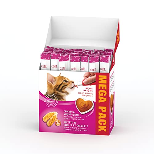 Catit Creamy Grain-Free Chicken and Shrimp Lickable Cat Treats - Mega Pack - 50 Count