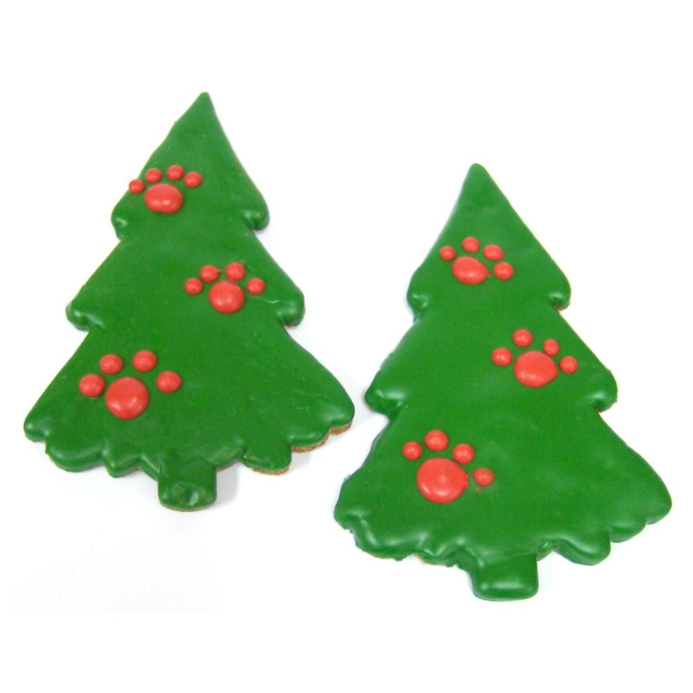 Claudia's Canine Bakery Holiday Paw Print Tree Biscuit Dog Treast - 12 Count 