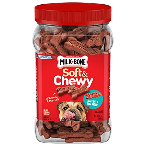 Milk-Bone Real Bacon Flavored Bone Soft and Chewy Dog Treats - 25 Oz - Case of 2