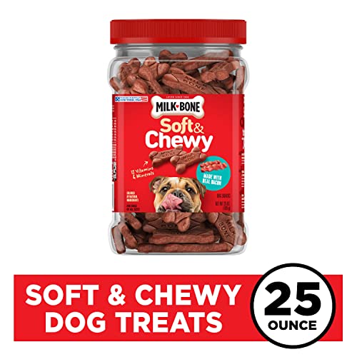 Milk-Bone Real Bacon Flavored Bone Soft and Chewy Dog Treats - 25 Oz - Case of 2