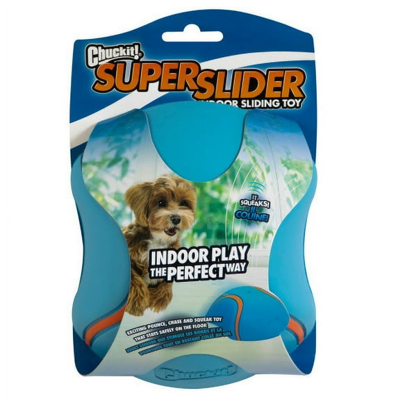 Chuckit! Indoor Super Slide Self-Fetch Floor Gliding Interactive Rubber Dog Toy