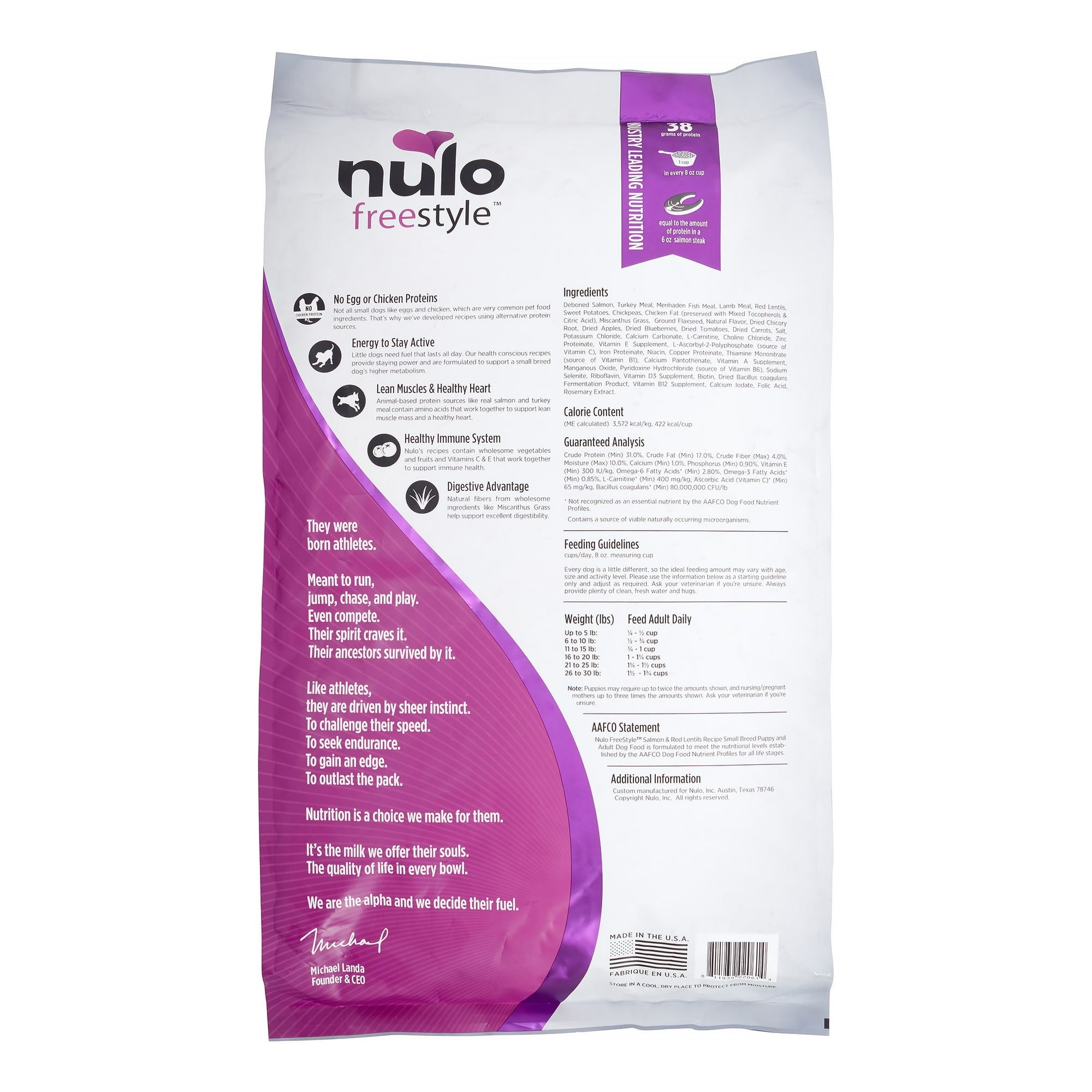 Nulo Freestyle Grain-Free Salmon and Red Lentils Small-Breed Puppy and Adult Dry Dog Food - 11 Lbs