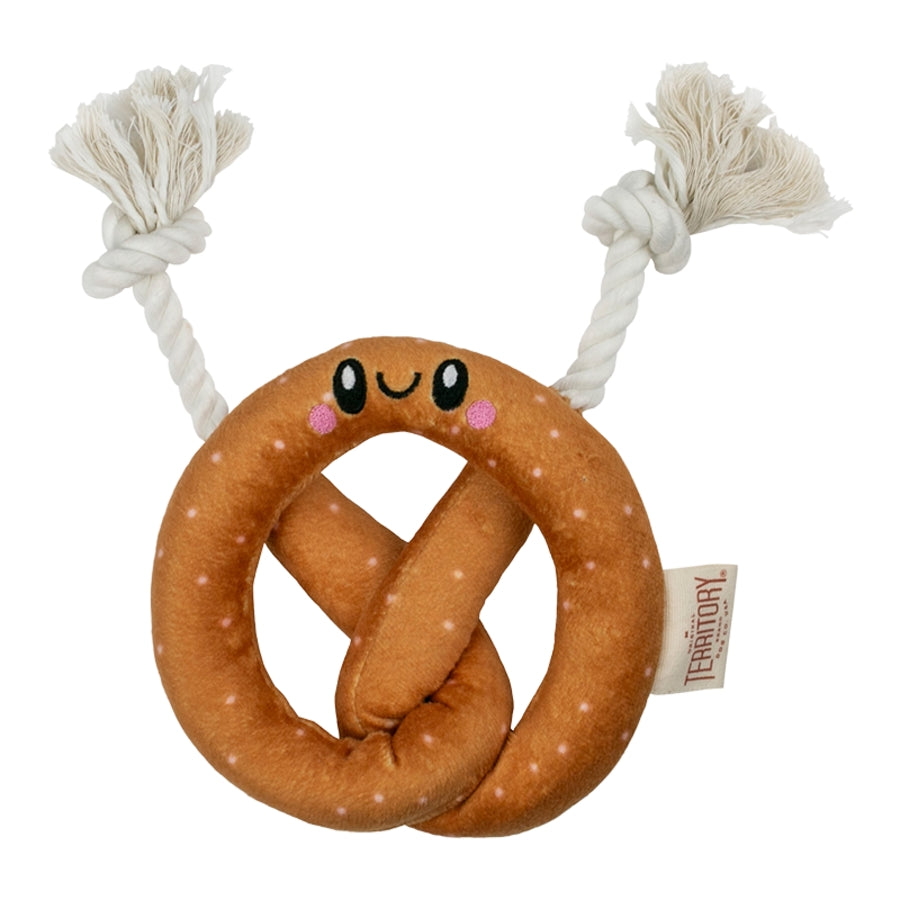 Territory Pretzel Squeak and Crinkle Rope and Plush Dog Toy - 7 Inches