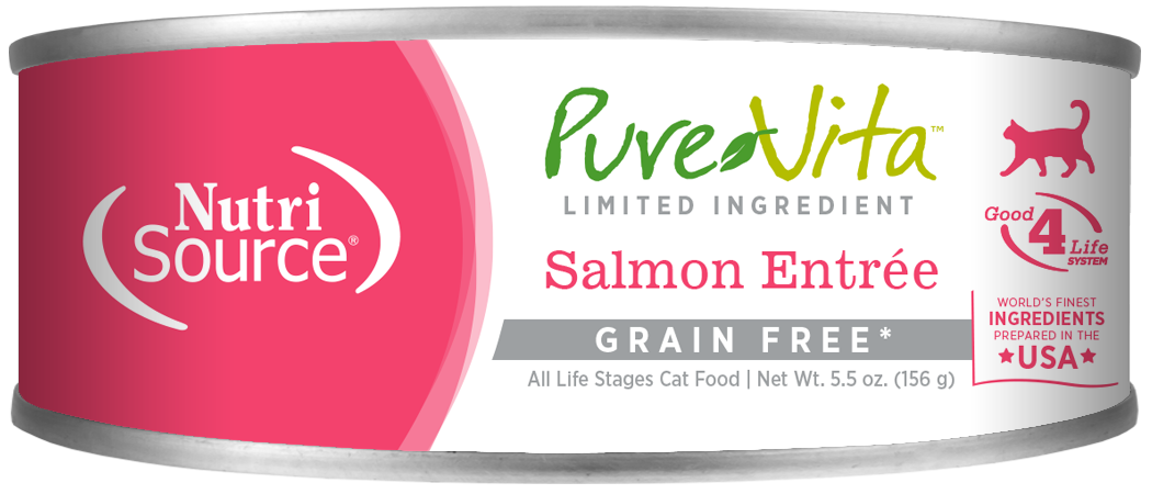 Nutrisource Pure Vita 96% GF Salmon Entrée Canned Cat Food - 5.5 oz - Case of 12