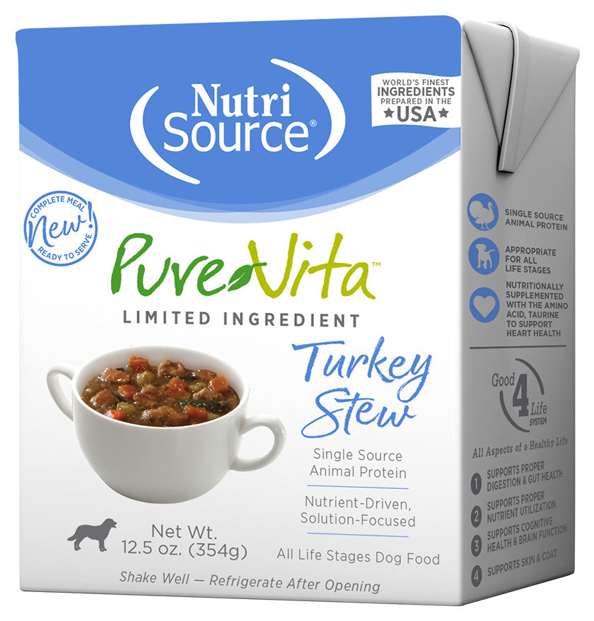 PureVita Grain-Free Limited Ingredient Turkey Stew Wet Dog Food - 12.5 Oz - Case of 12