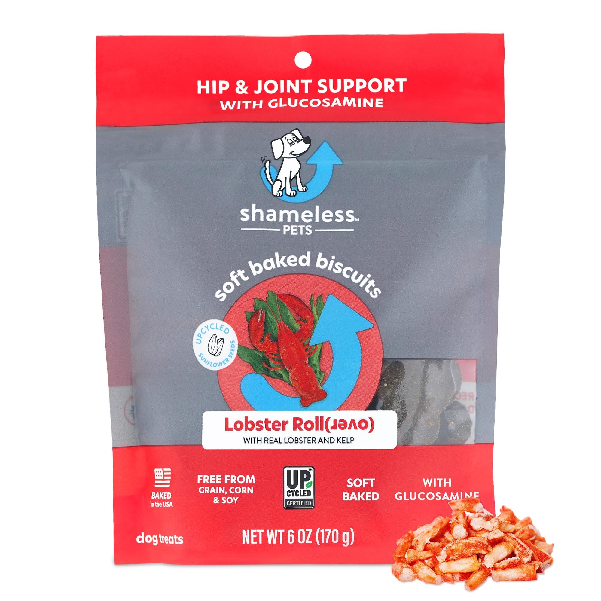 Shameless Pets Lobster Roll Over Soft Baked and Chewy Dog Biscuits Treats - 6 Oz - Case of 6  