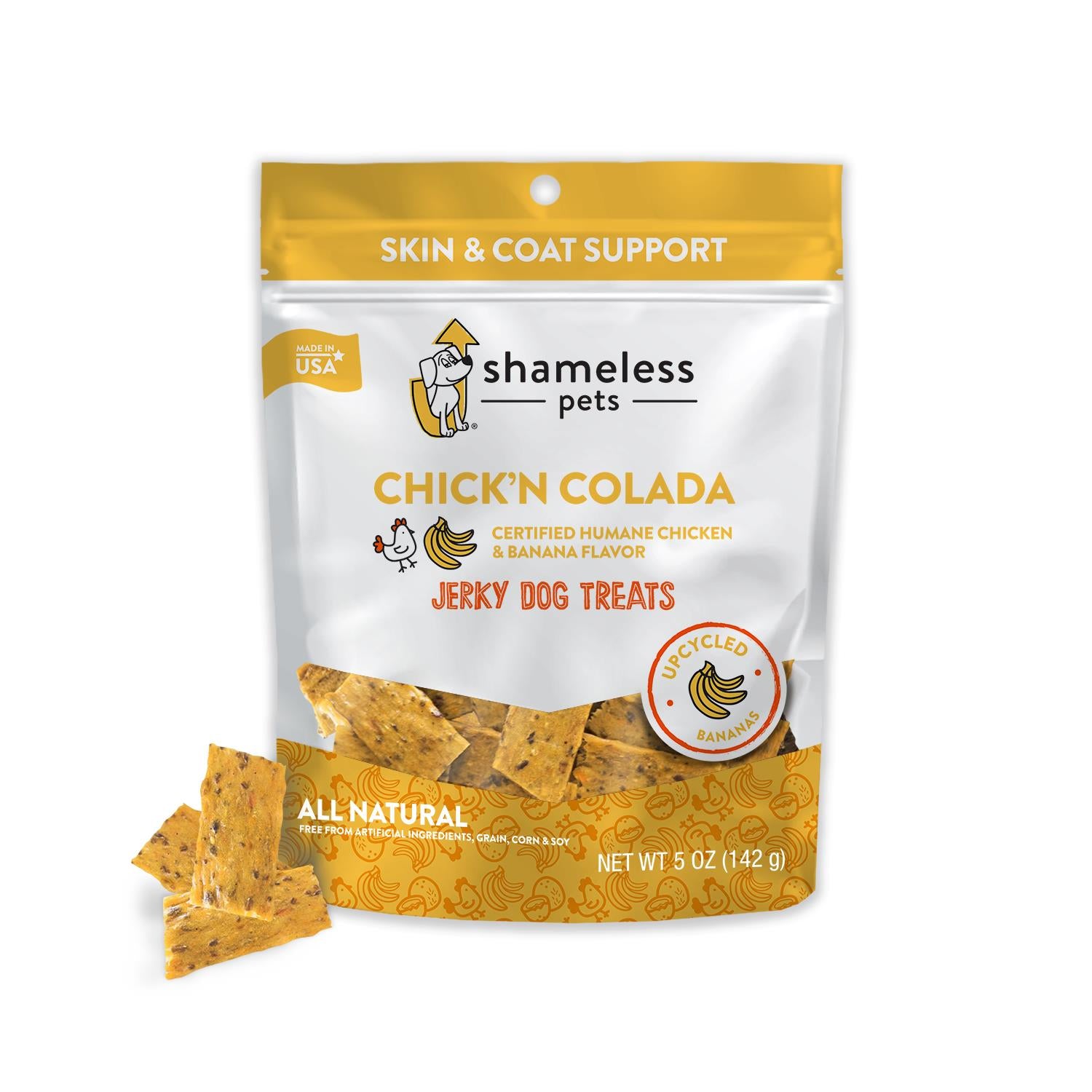 Shameless Pets Chick'n Colada Chicken Coconut and Banana Jerky Dog Treats - 5 Oz - Case of 6  