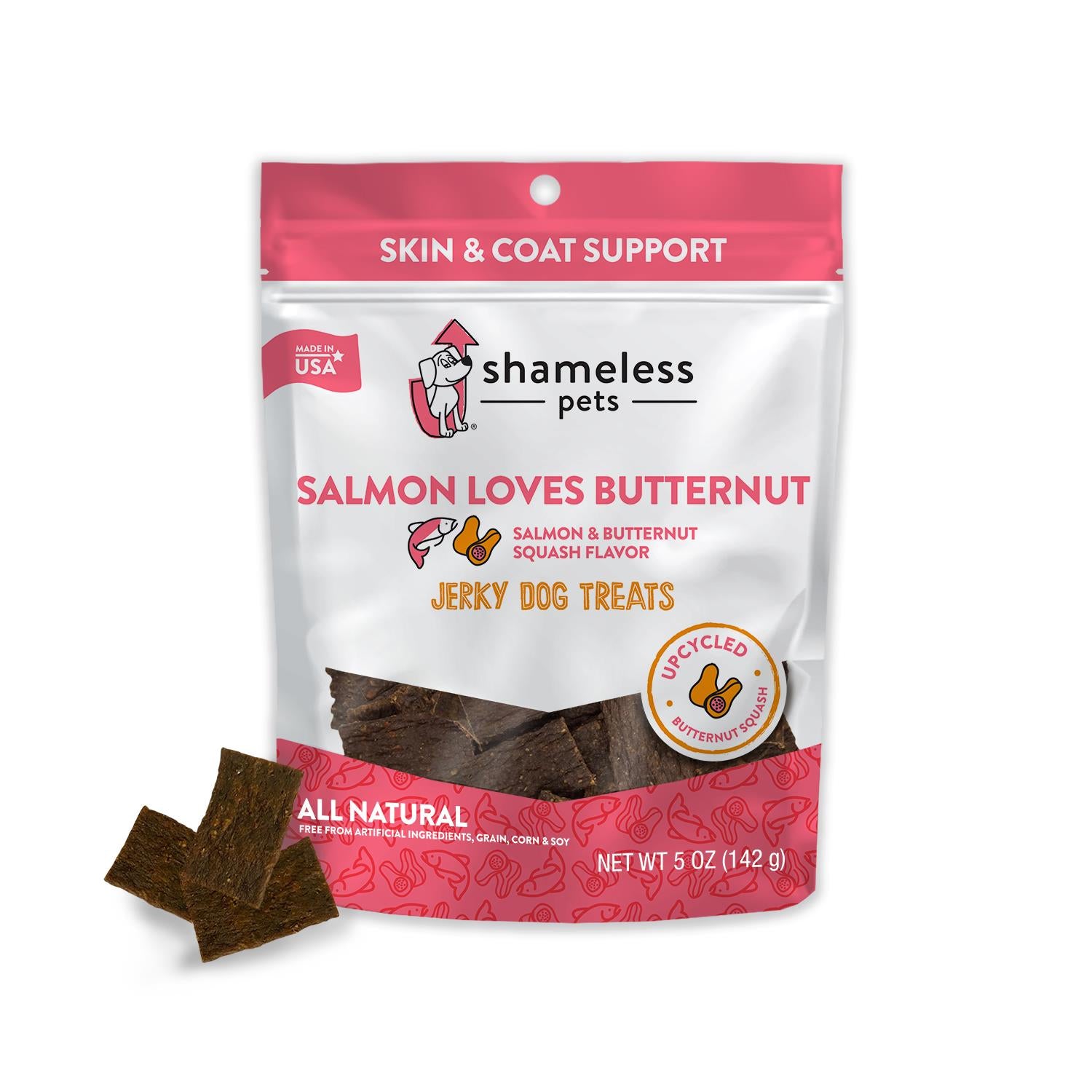 Shameless Pets Salmon says Butternut Squash Flavor Jerky Dog Treats - 5 Oz - Case of 6  