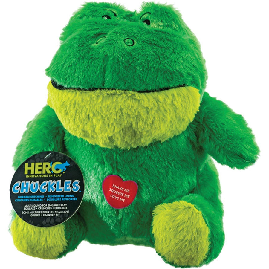 Hero Chuckles 2.0 Multi-Sound Making Frog Plush Dog Toy - Green - Large