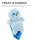 Outward Hound Blanket Buddies Sloth Treat Hiding and Squeak Plush Dog Toy - Blue  