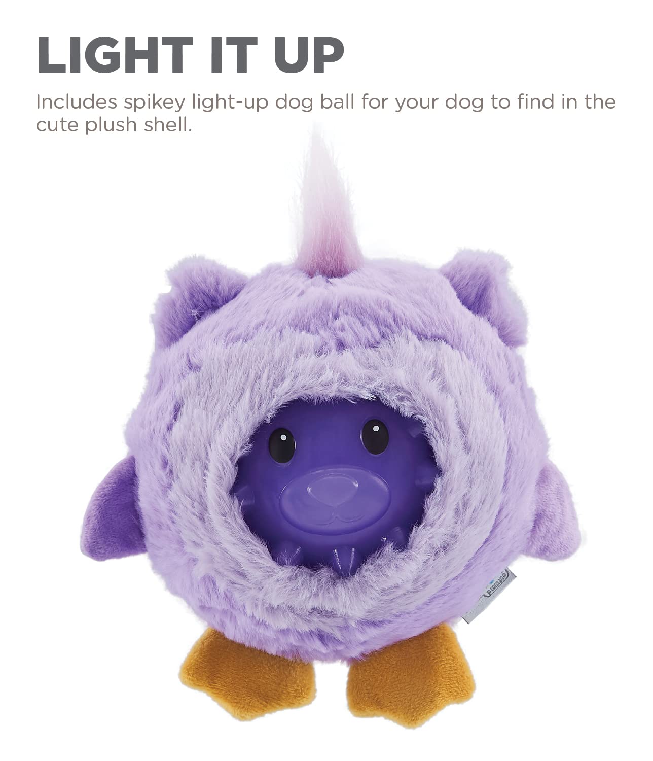 Outward Hound Unbelieva-Ball Owl Interactive Plush Dog Toy with Removable Light up Spike Ball  