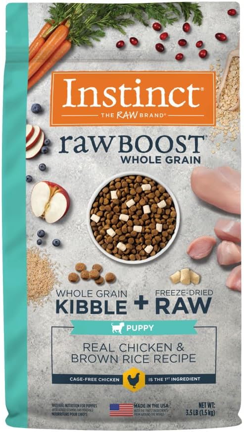 Instinct Raw Boost Chicken and Whole Grain Kibble and Freeze-Dried Raw Puppy Dog Food - 3.5 Lbs - Case of 5