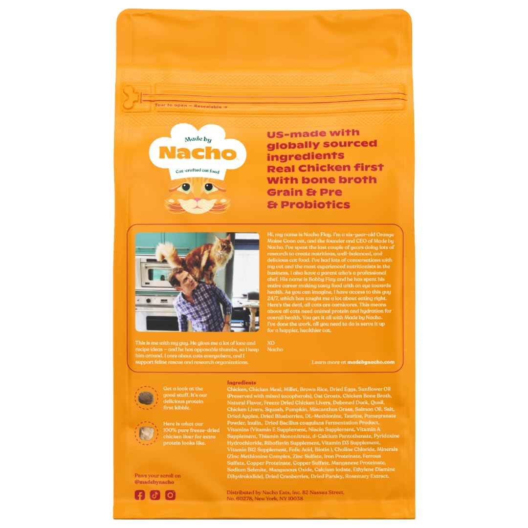 Made by Nacho Chicken and Chicken Liver Bone Broth Dry Cat Food - 2 Lbs  