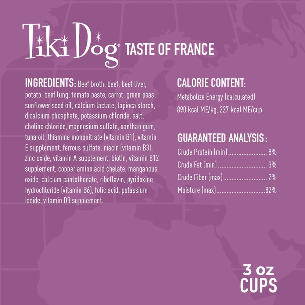 Tiki Dog Taste of The World France Beef Potatoes and Carrots in Broth Wet Dog Food Trays - 3 Oz - Case of 10
