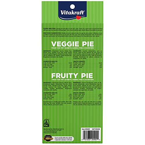 Vitakraft Veggie and Fruity Pie Rabbit Guinea Pig and Hamster Small Animal Treats - 1.27 Oz - 2 Pack