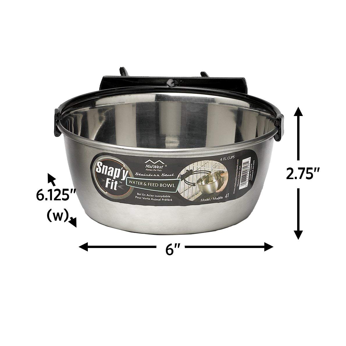 Midwest Snappy Fit Stainless Steel Dog Bowl - 1QT  