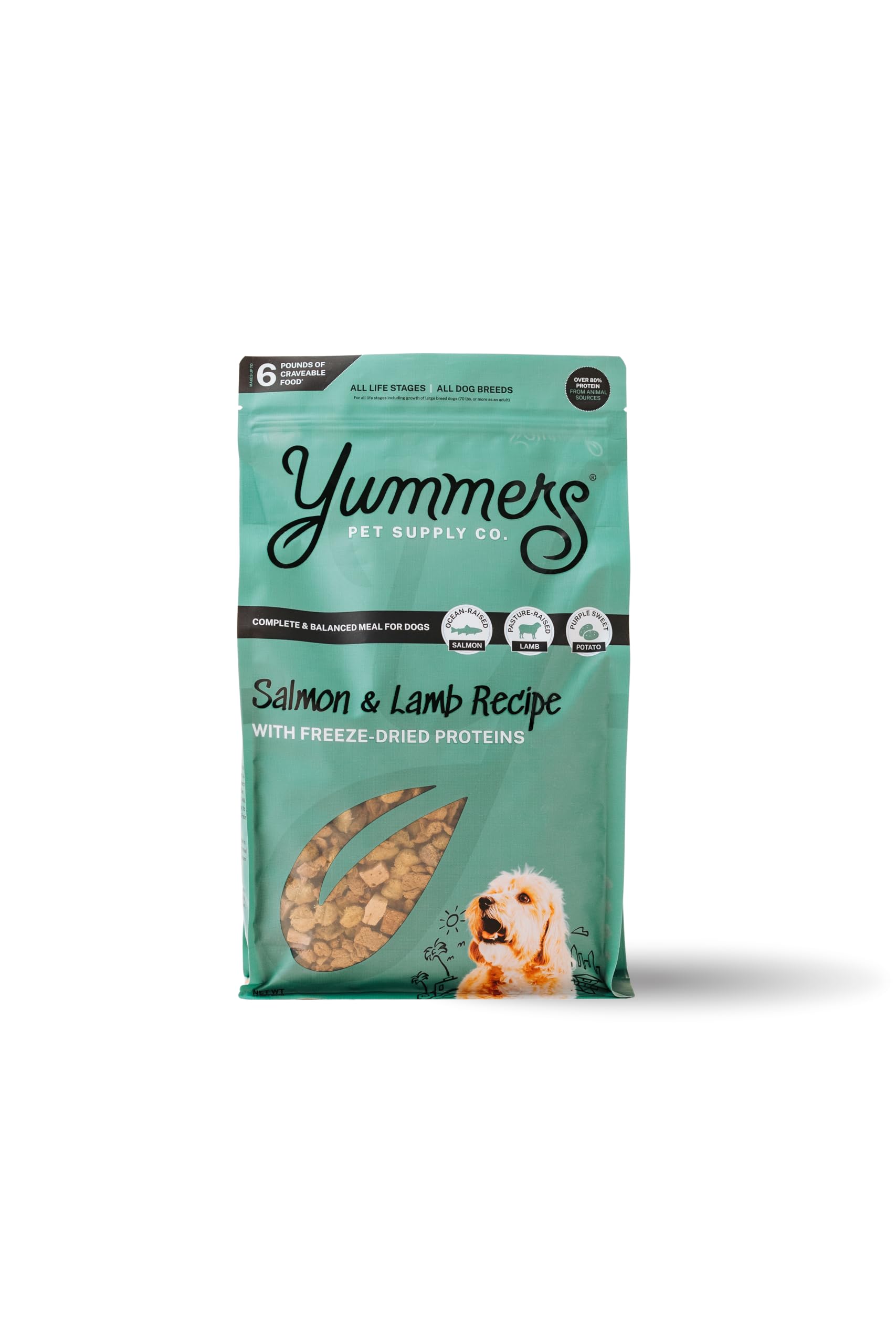 Yummers High-Protein Salmon and Lamb Recipe Freeze-Dried Dog Food 32 Ounce