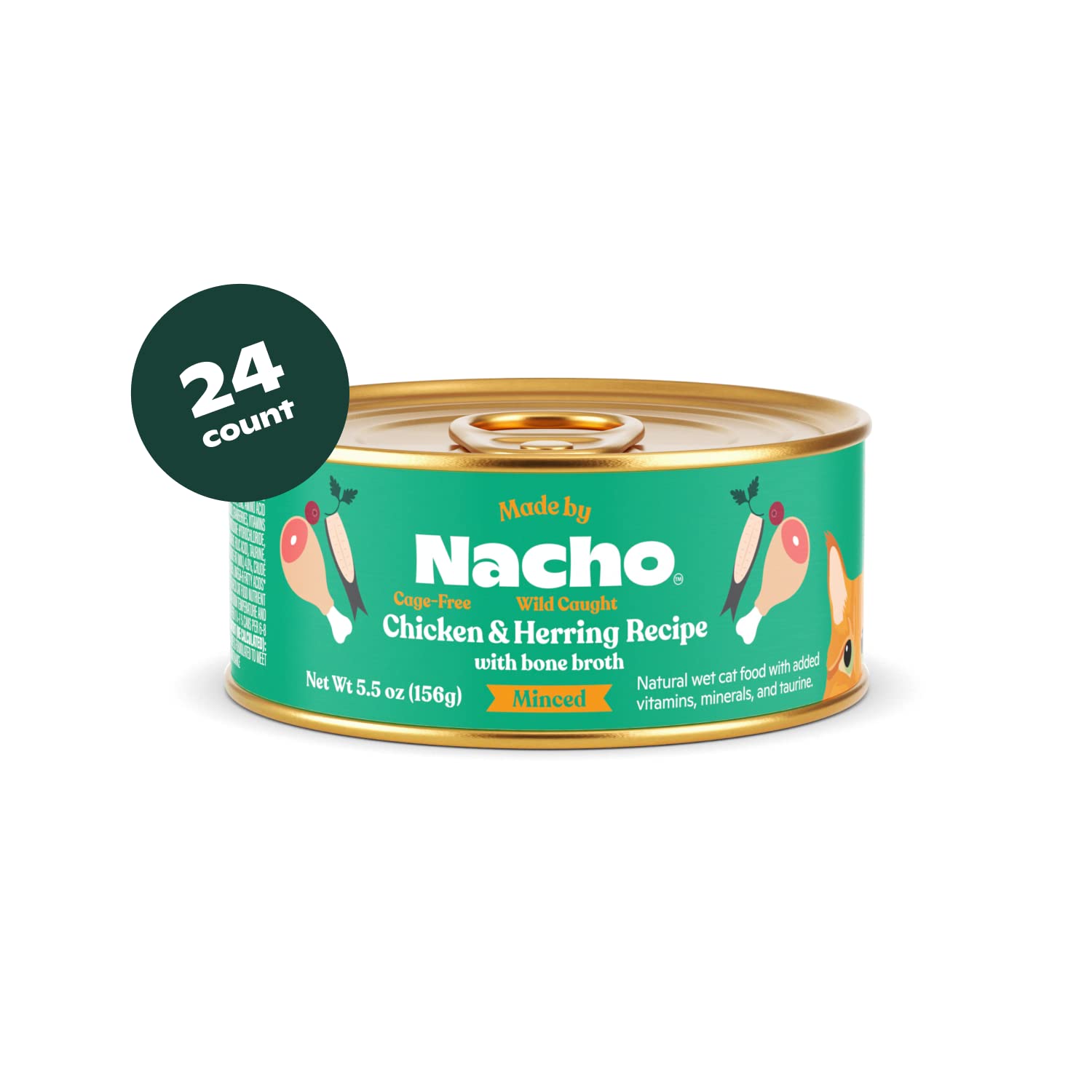 Made by Nacho Chicken and Herring Minced Canned Cat Food - 5.5 Oz - Case of 24  