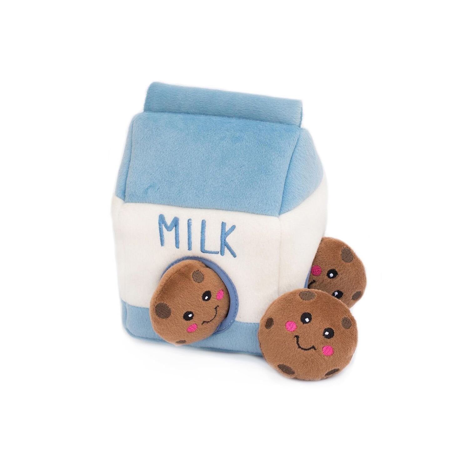 Zippy Paws Burrow Milk and Cookie Interactive Squeak and Plush Dog Toy  