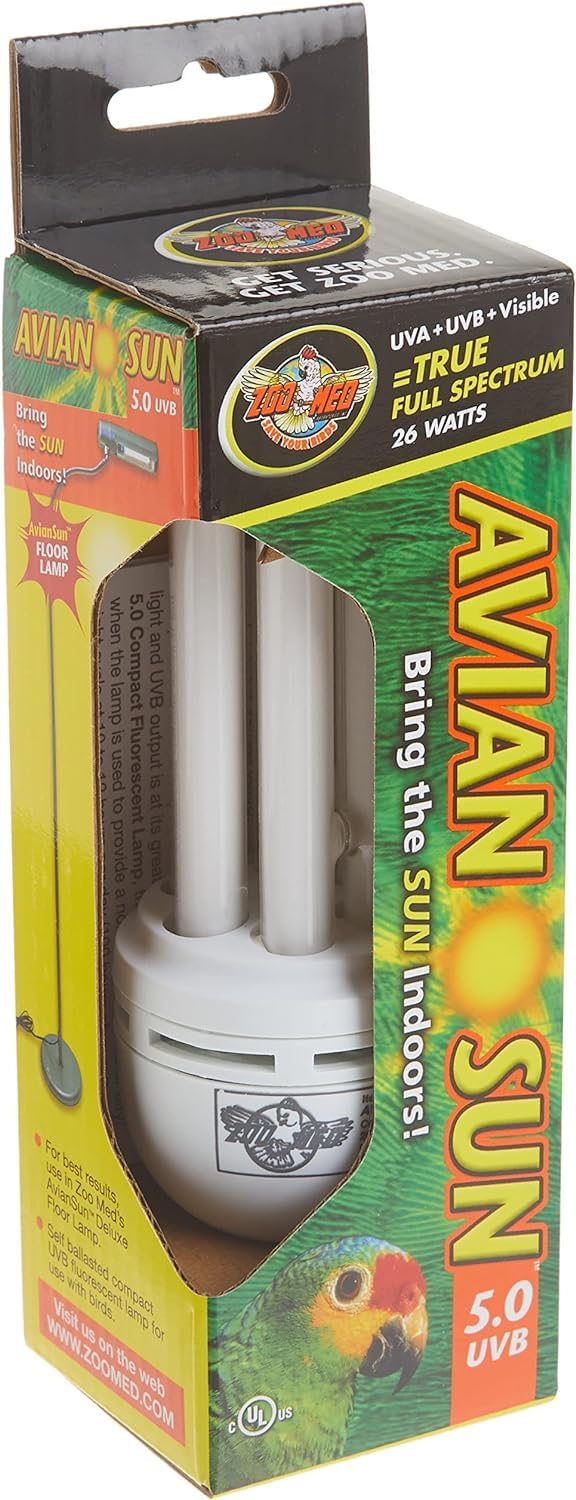 Zoo Med Laboratories Avian Sun Compact 5.0 Bird Florescent Lamp - White - 26 Watt  