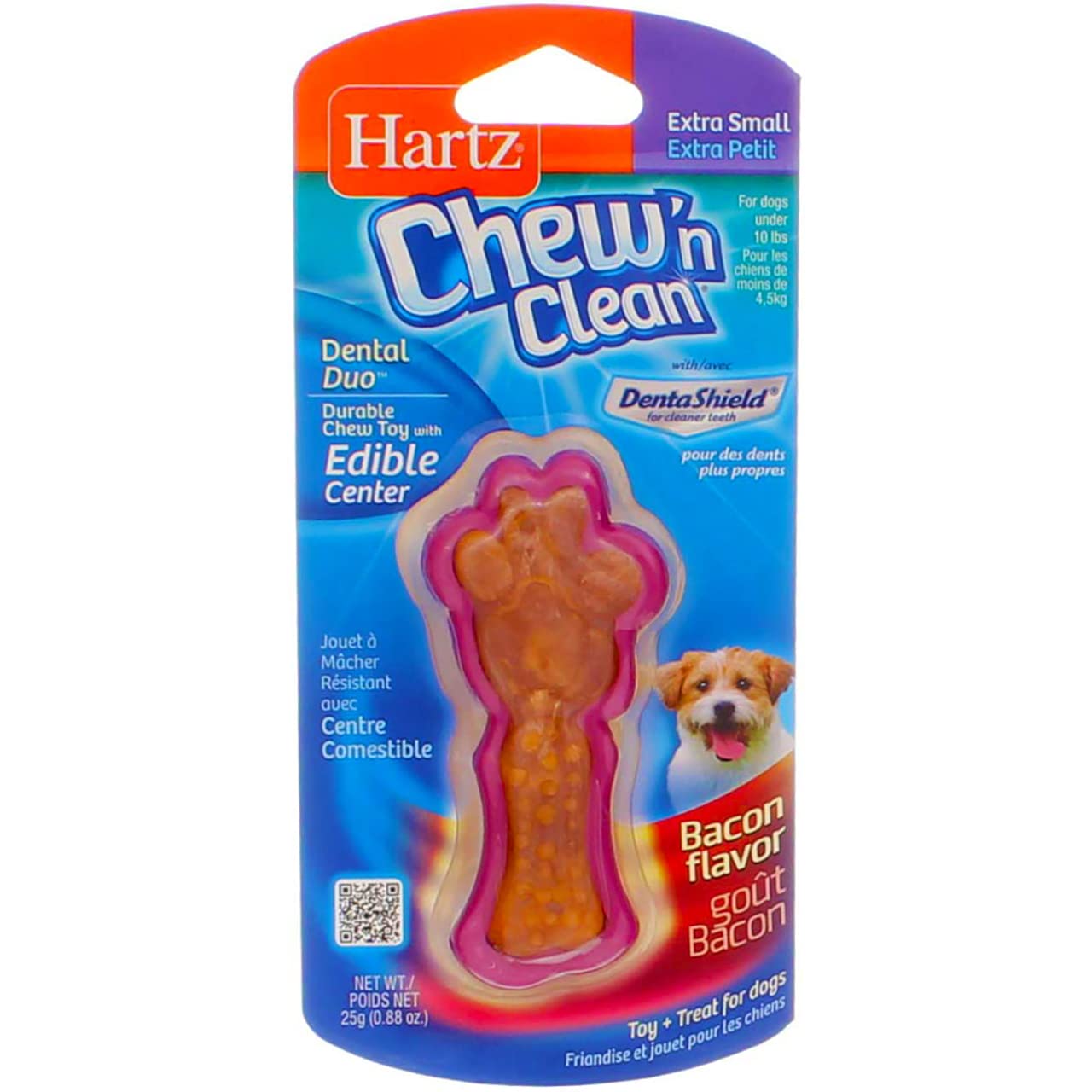 Hartz Mountain Chew N' Clean Clean Dental Duo Bacon Flavored Dog Toy - Small/Medium  