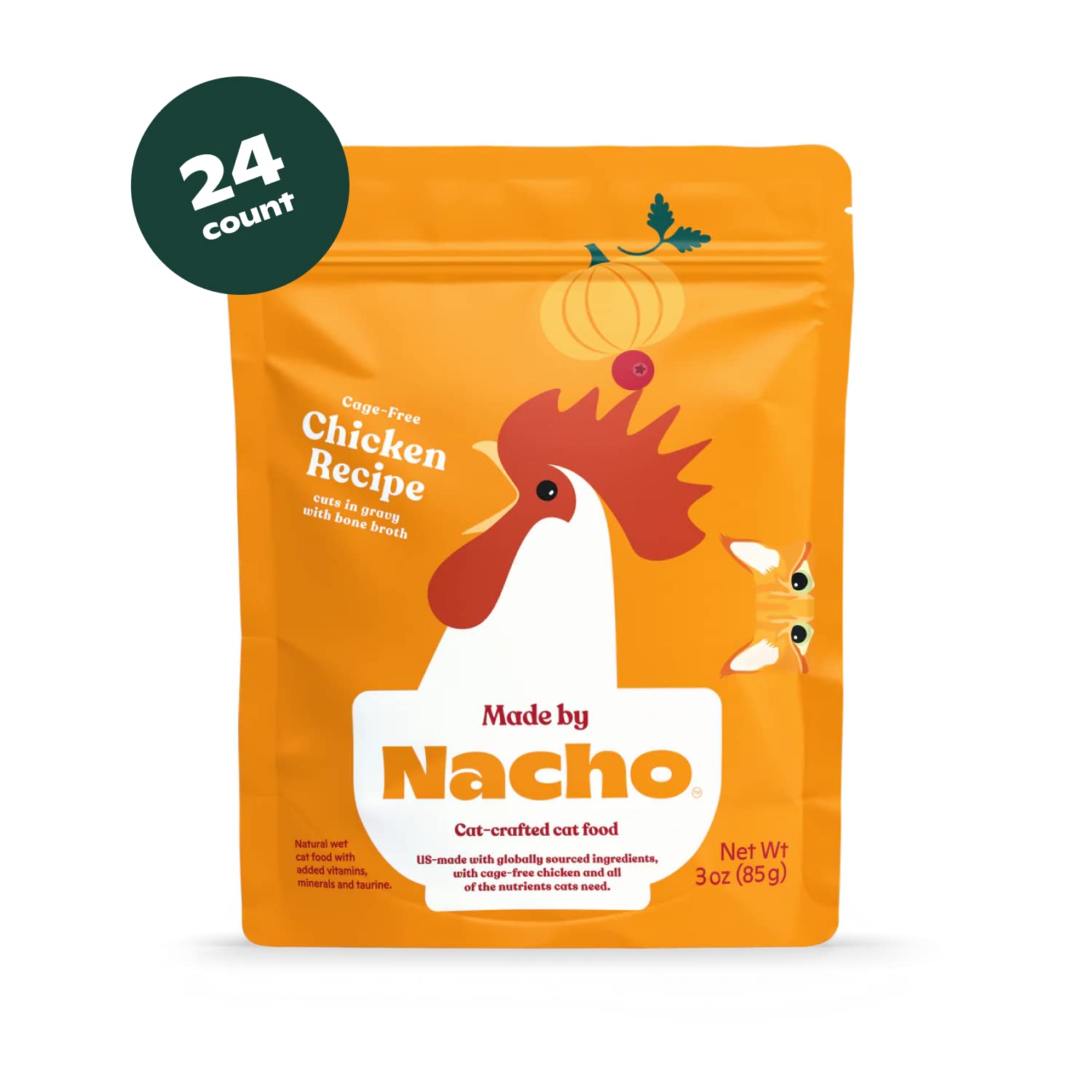 Made by Nacho Chicken Cuts in Gravy Bone Broth Wet Cat Food Pouch - 3 Oz - Case of 24  