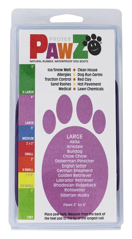 Pawz Waterproof Disposable and Reusable Rubberized Dog Boots - Purple - Large - 12 Pack  