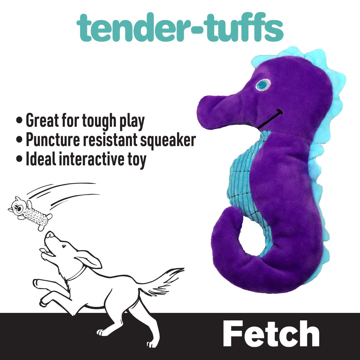 Snugarooz Sandy The Sea Horse Squeak and Crinkle Plush Dog Toy - Teal - 17