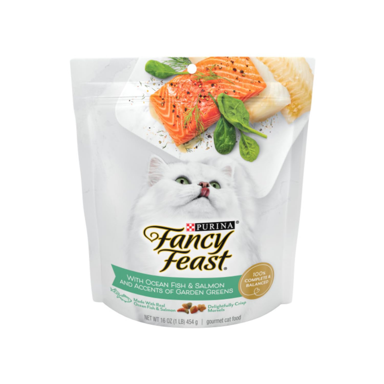 Purina Fancy Feast Gourmet Naturals Oceanfish and Salmon with Garden Greens Dry Cat Food - 12 Lbs - Case of 4  