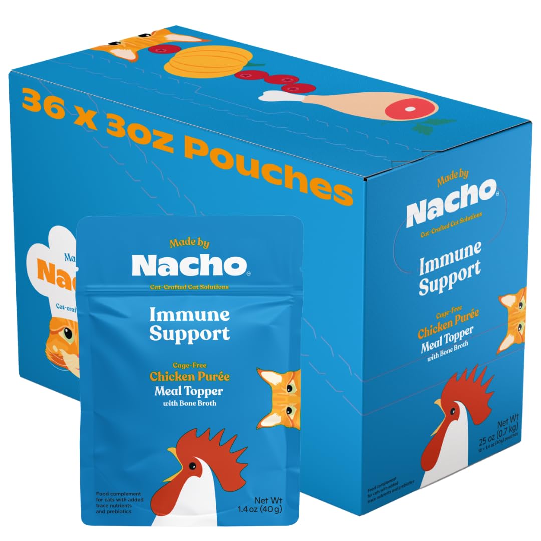 Made by Nacho Immune Support Chicken Puree Meal Cat Food Toppers - 1.4 Oz - Case of 36  