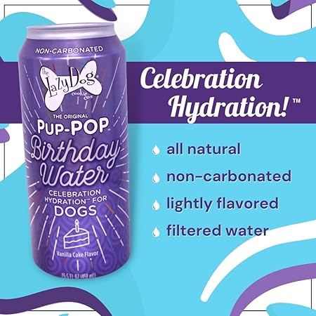 Lazy Dog Pup-Pop Birthday Water Vanilla Cake Flavored Dog Water - 15.5 Oz - 4 Pack