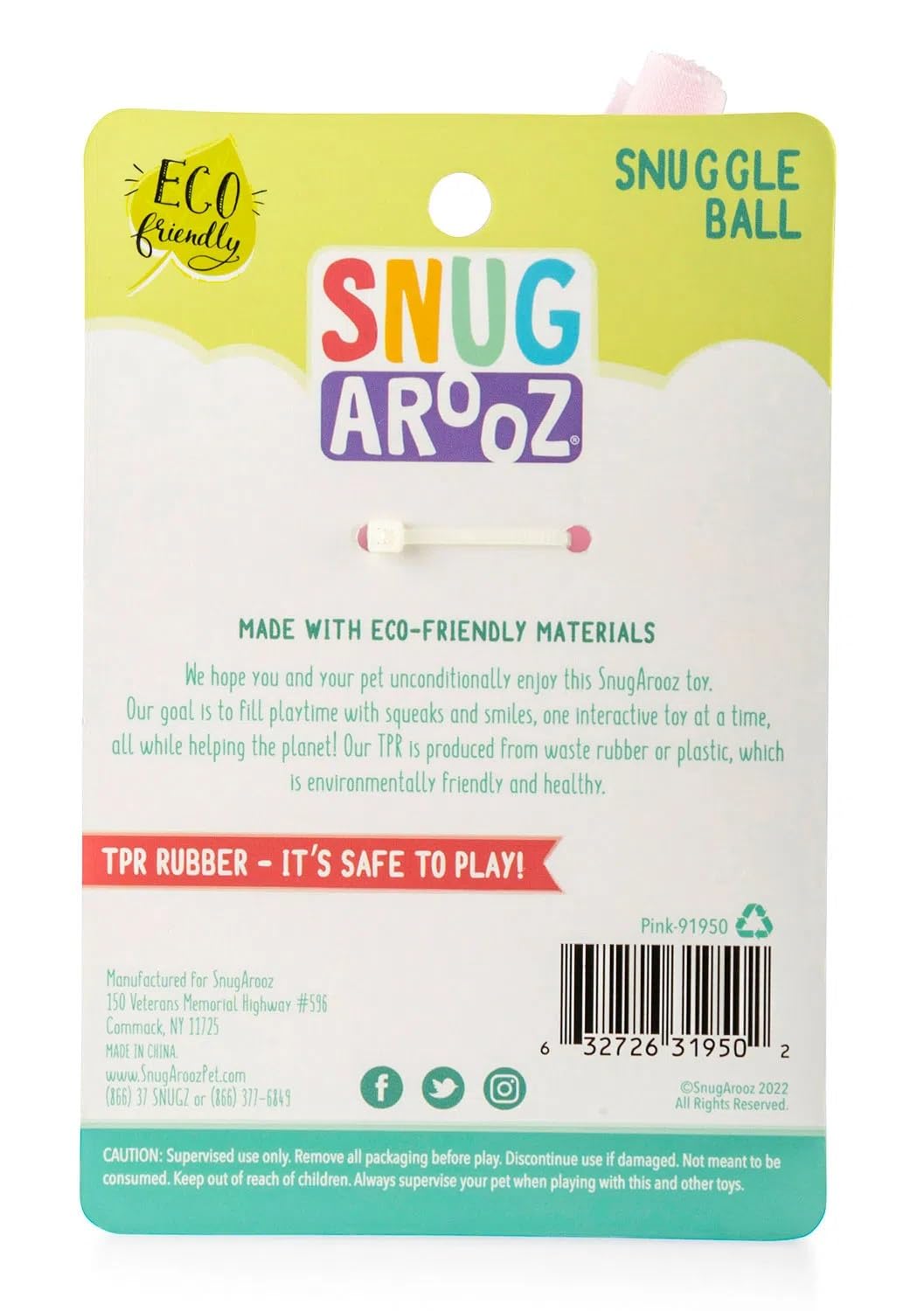 Snugarooz Snuggle Ball Dental Textured Rubber and Crinkle Puppy Dog Toy - Pink - 8.5" Inches  