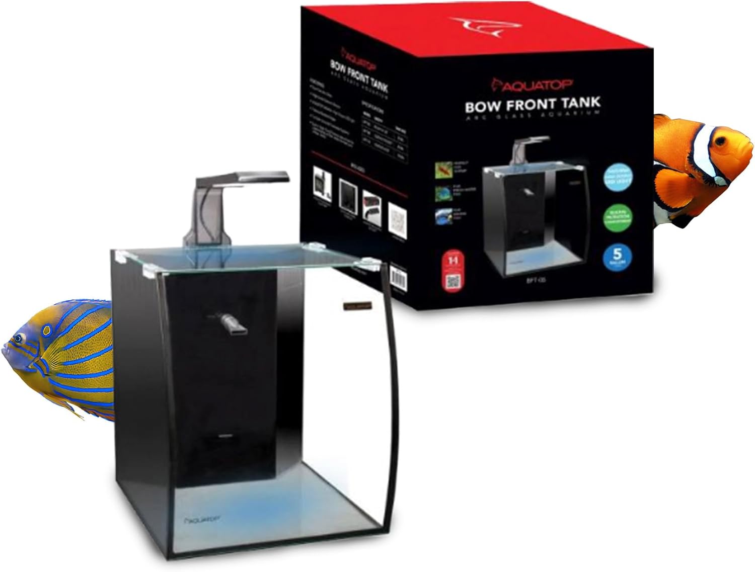 Aquatop Formosa Bow Front LED Lighting Desktop Glass Aquarium Kit - 21.6 Gal - L:23.6 X W:15.6 X H:16.5 Inch