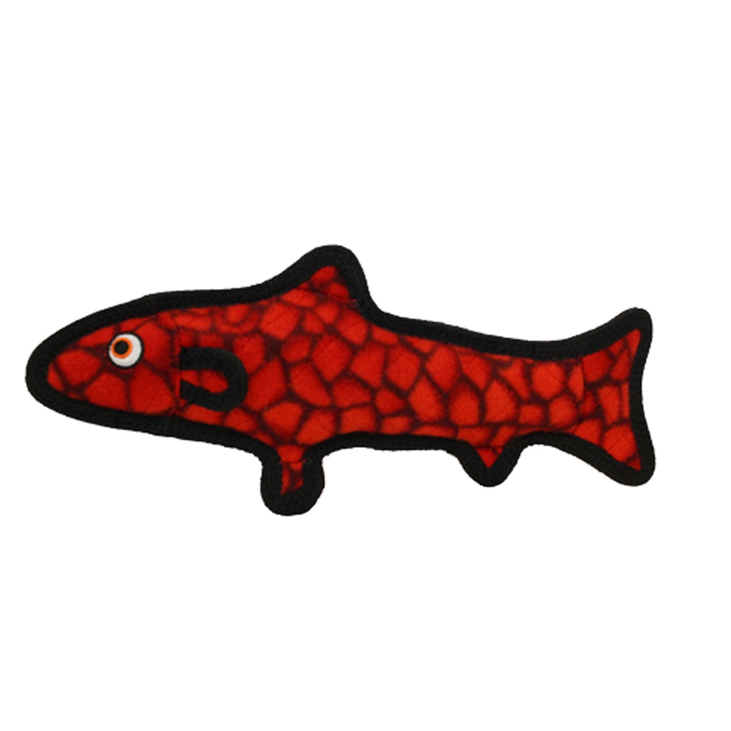 Tuffy's Ocean Creature Trout Float and Squeak Nylon and Plush Fetch Dog Toy - Red  