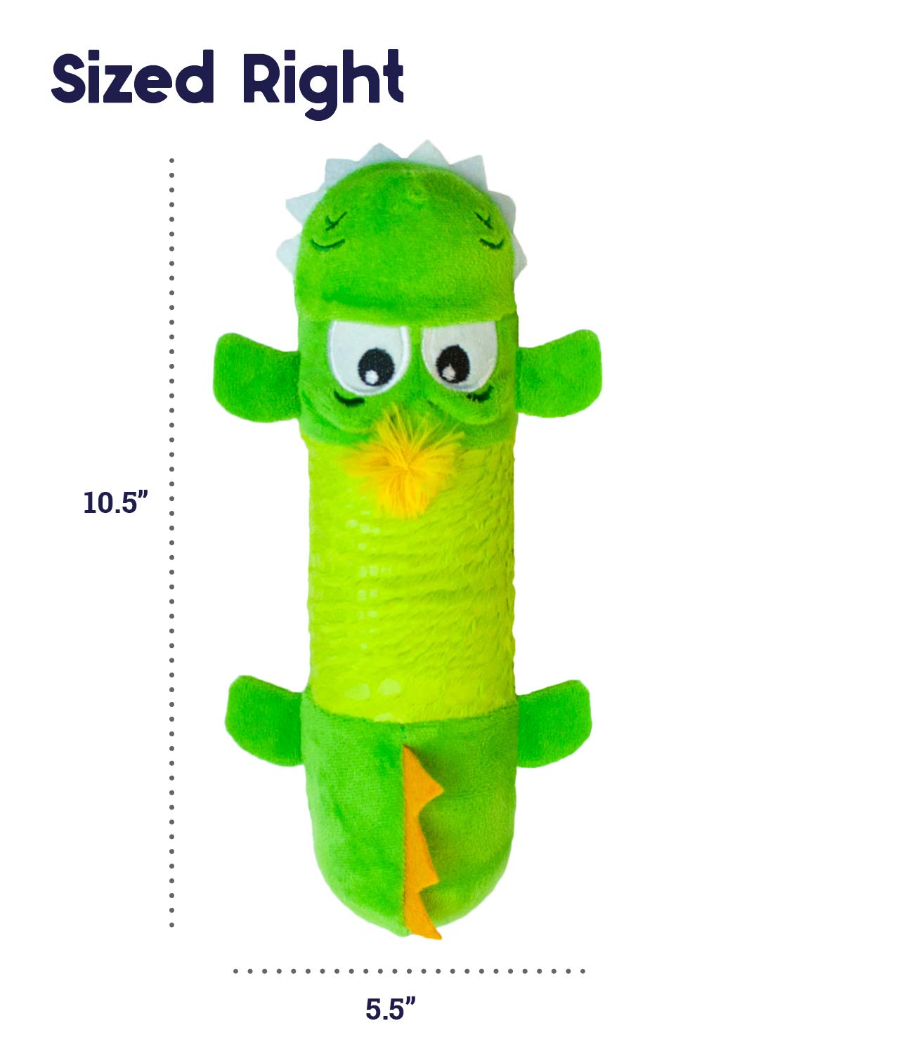 Petstages Stuffing-Free Big Squeak Gator Plush Dog Toy  