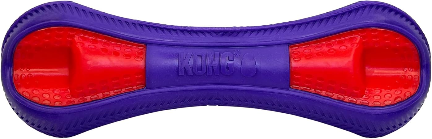 Kong Duets Duos Lightweight Bouncing Bone Multi-Surfaced Squeak and Fetch Rubber Dog Toy - Medium